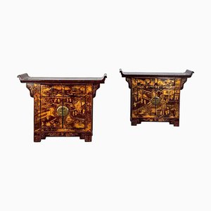 Enfilades Qing Dynasty en Bois Laqué, 1880s, Set de 2