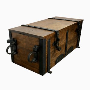 French Elm Cannonball Box with Iron Hasps and Carrying Hoops
