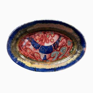 Vintage Rooster Dish in Enameled Stoneware, 1960s
