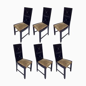 Viennese Black Chairs, Set of 6
