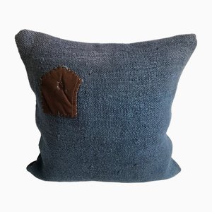 Vintage Blue Hemp Cushion Cover, 1950s