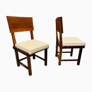 Art Deco Walnut Dining Chairs, 1930s, Set of 4