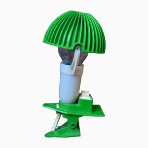 Lampe de Bureau Clip Mushroom en Plastique Vert, France, 1980s
