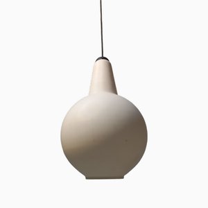 Lampe à Suspension en Verre Opalin dans le style de Stilnovo, 1950s