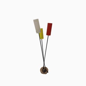 Lampadaire avec Socle en Marbre, Tige en Laiton et 3 Cylindres Esperia Colorés