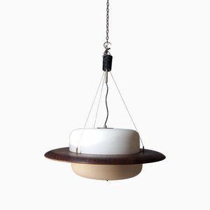 Deckenlampe aus Finely Steam-Bent Teak & Opalglas von Goffredo Reggiani für Reggiani, 1960er