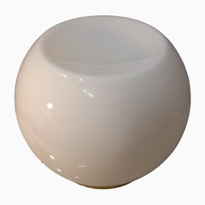 Lampe de Bureau avec Socle en Laiton et Sphère en Verre Opalin, 1960s