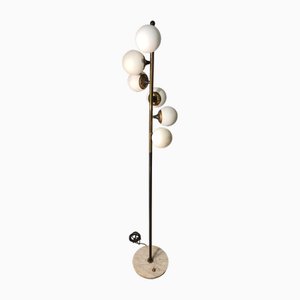 Stehlampe aus Eisen, Messing & Marmor von Alberello Galassia für Stilnovo, 1950er