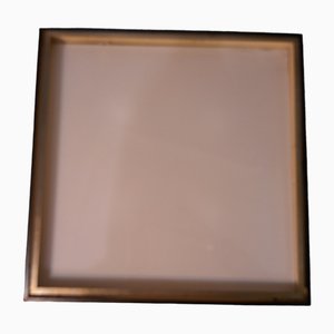 Lámpara de techo grande de hierro, latón y vidrio lechoso de Stilnovo, años 50