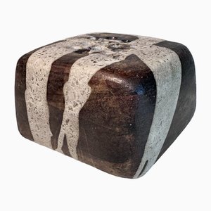 Brutalist Cube-Shaped Ceramic Art Flower Arrangement Vase, Germany, 1960s