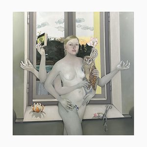 Anna Afanasjeva, Mentre cerco il mio scaffale, Olio su tela, 2012