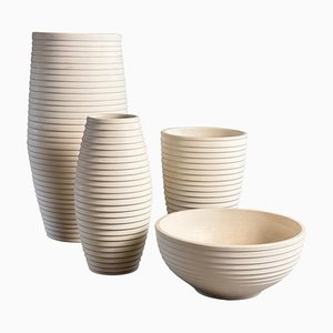 White Ceramic Set with Textured Design by Bitossi, 1990s, Set of 4