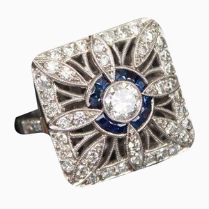 Gold Ring with Diamonds and Sapphires, 2000s