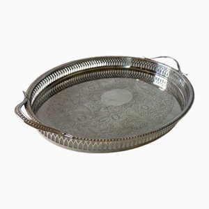 Versilbertes Vintage Tablett mit Griffen von Scandia Present, Schweden, 1950er