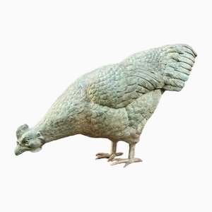 Antique Bronze Statue of a Chicken