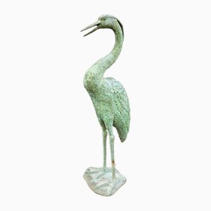 Vintage Bronze Statue of a Heron