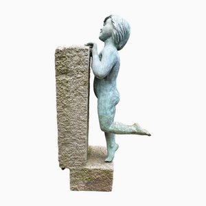 Antique Bronze Fountain with Statue of Boy