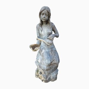 Statua Antica Fontana in Bronzo di Donna con Brocca