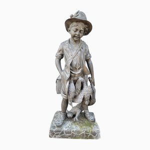 Antike Bronzestatue des Jägers mit Wild