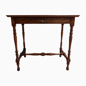 Table d'Appoint Antique en Acajou avec Tiroir