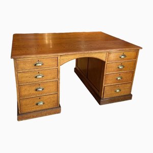 Antique Partners Desk in Oak