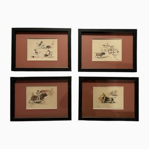 Joaquim Terruella Matilla, Stierkampf, Farbige Radierungen, 1920er, 4er Set