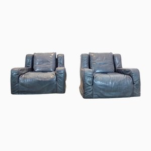 Vintage Sessel aus grauem Leder, Paolo Navone zugeschrieben, 1980er, 2er Set