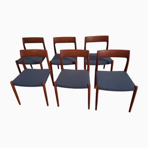 Modell 77 Esszimmerstühle aus Teak von Niels O. Møller für JL Møllers Møbelfabrik, 1970er, 6er Set