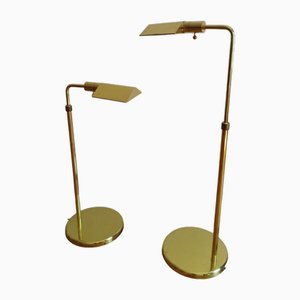 Vintage Brass Floor Lamps by Obor Illuminazione, 1970s, Set of 2