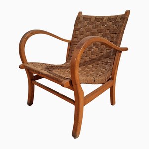 German Bauhaus Beech and Paper Cord Chair by Erich Dieckmann, 1925
