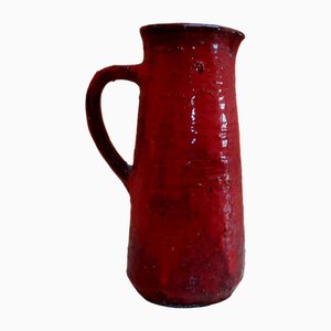 Brutalist Red Vase in Chamotte Clay by Karl Heinz Löffler, 1960s