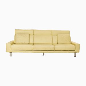 Leather Three-Seater Green Green-Yellow Sofa from Laauser