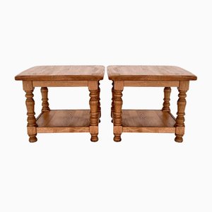 Tavolini rustici in legno di quercia di Vereinigte Werkstätten München, anni '70, set di 2