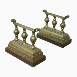 Chenets ou Chiens de Feu Victoriens en Laiton, Set de 2