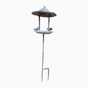 Cast Iron Garden Stake Birdhouse & Feeder