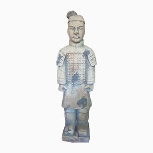 Estatua grande de soldado guerrero arquero de terracota chino