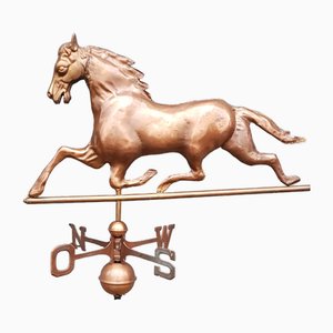 Segnavento in rame con ornamento a forma di vento di cavallo
