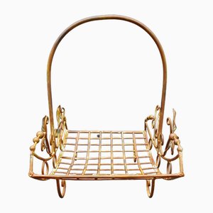 Art Nouveau Wrought Iron Basket with Handle