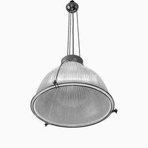 Lampada da soffitto grande in vetro prismatico realizzata da Holophane