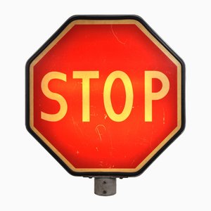Large Vintage Traffic Stop Sign with Lighting, 1950s
