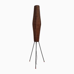Lampadaire Panier de Pêche Vintage en Rotin, 1960s