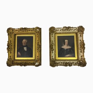James Harwood, Small Portraits, 19th Century, Oil on Board Paintings, Framed, Set of 2