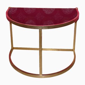 Small Space Age Console Table in Brass & Smoked Glass, 1970s