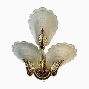 Lampada da parete Mid-Century con bronzo dorato