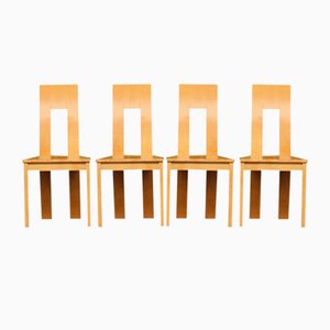 Vintage French Elm Chairs from Seltz, 1980s, Set of 4