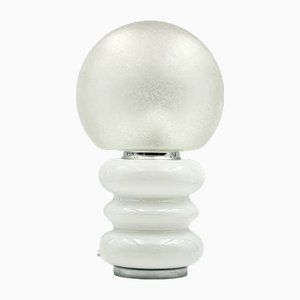 Lampada da tavolo grande in vetro di Murano fatto a mano con effetto cristallo di ghiaccio, anni '60