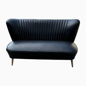 Sofá de cóctel Mid-Century en negro, años 50