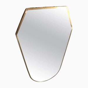 Mid-Century Modern Brass Italian Shield Wall Mirror in the style of Gio Ponti, 1950s