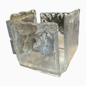Modernist Square Ice Murano Glass Wall Sconce attributed to Toso from Fratelli Toso, 1970s