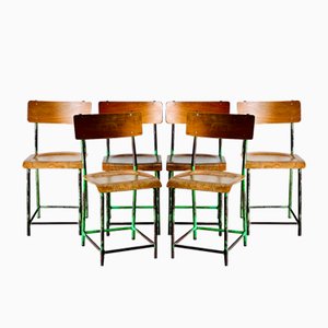 Industrial School Chairs, 1960s, Set of 6